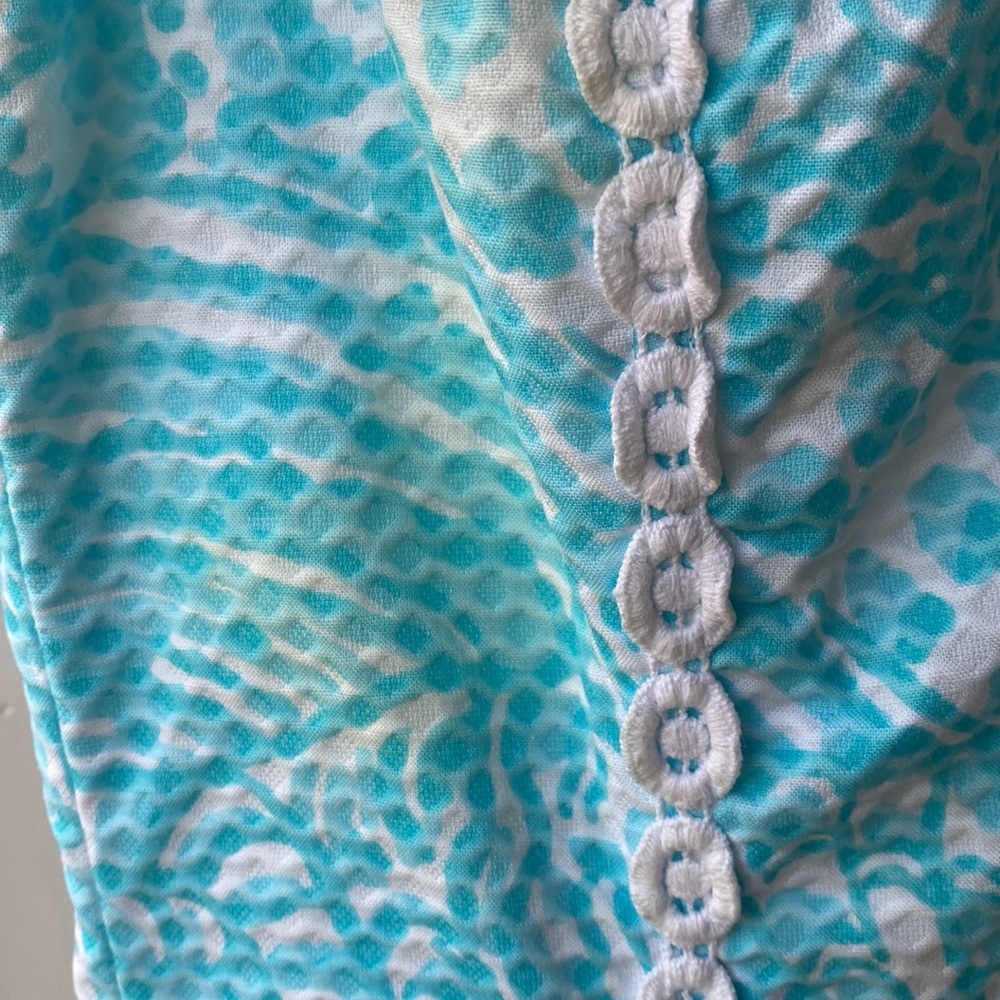 Lilly Pulitzer sleeveless dress 4 Teal blue and white - Picture 8 of 8